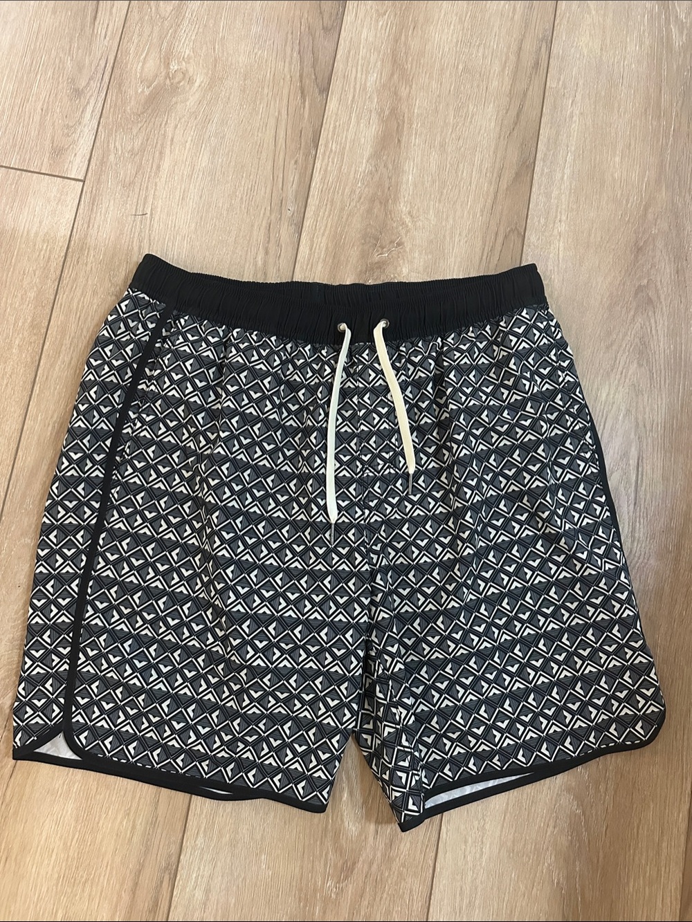 Fair Harbor Black & White Geometric Swim Shorts